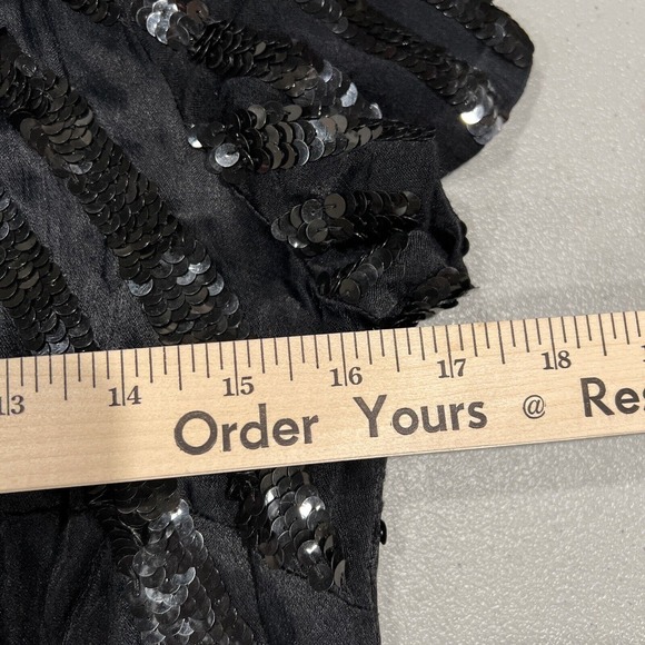 French Connection Dress Women Six Glitter Sequin Little Black Dress Short Sleeve - Picture 12 of 13